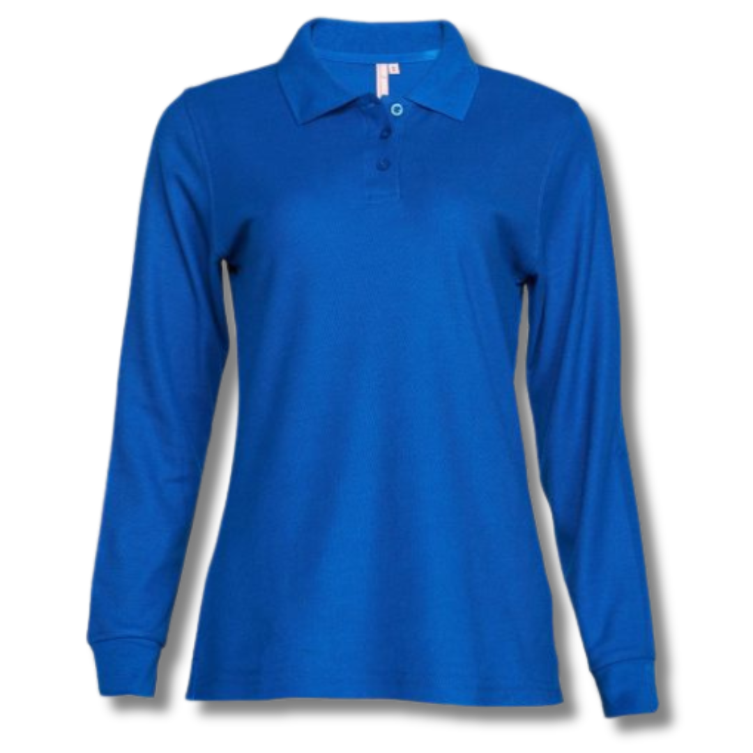 POLERA PIQUE DAMA AZUL REY M/L