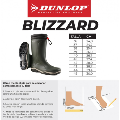 BOTA DUNLOP BLIZZARD FUR LINING VERDE TÉRMICA