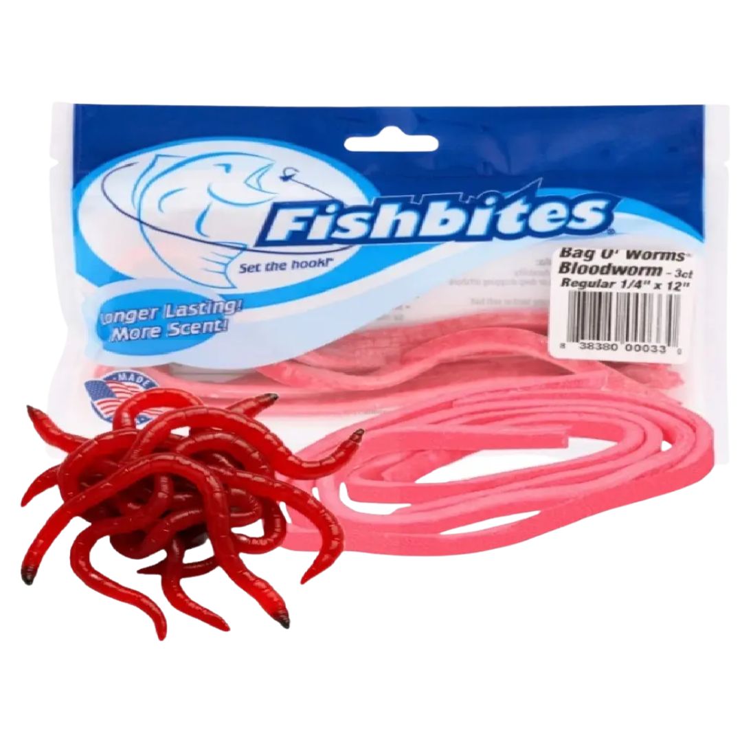 FISHBITES BAG WORMS 1/4 BROWN PINK GUSANO