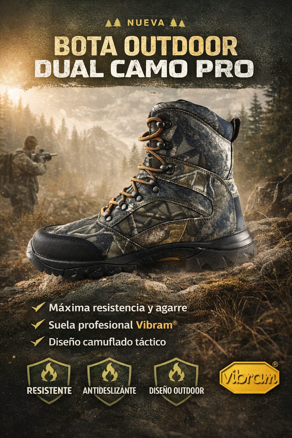 BOTA MARCA QUAIL MODELO PHANTON CAMUFLADA
